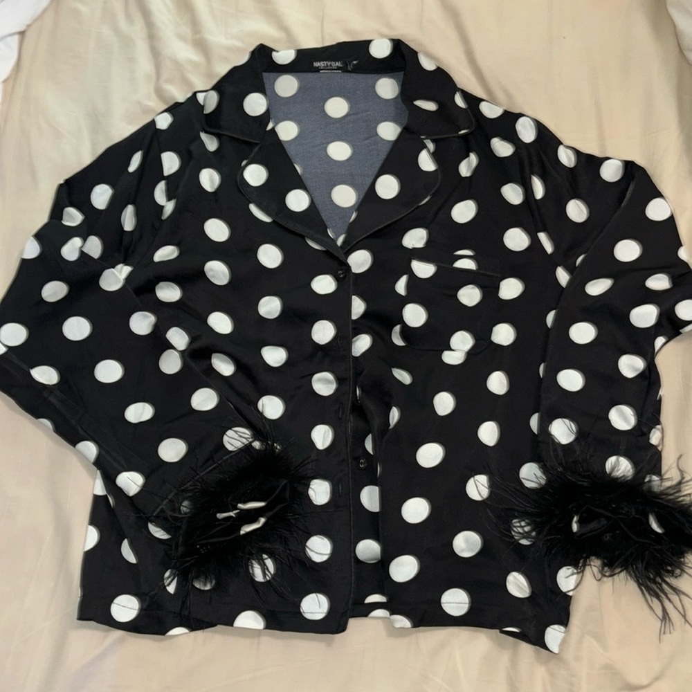 Nasty Gal Feather Trim Pajamas